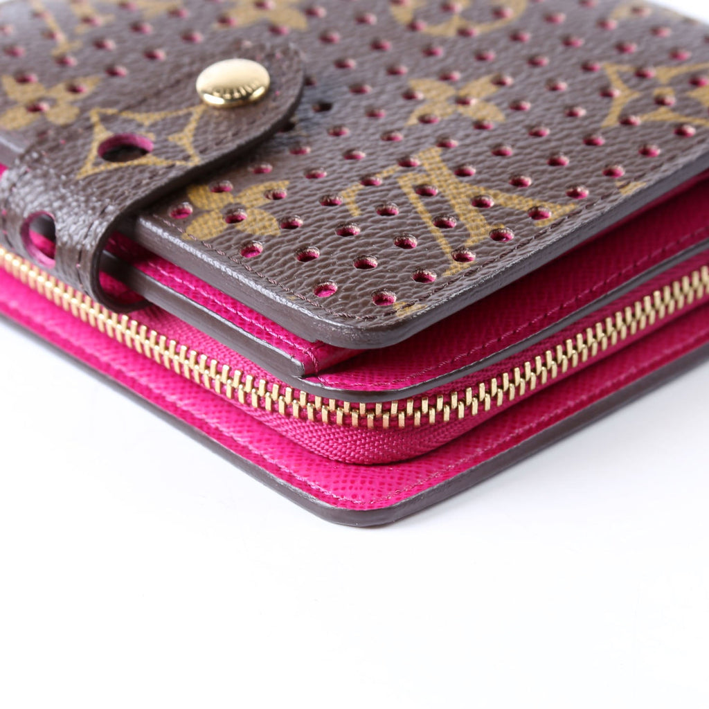 Compact Zip Wallet Monogram Perforated Pink