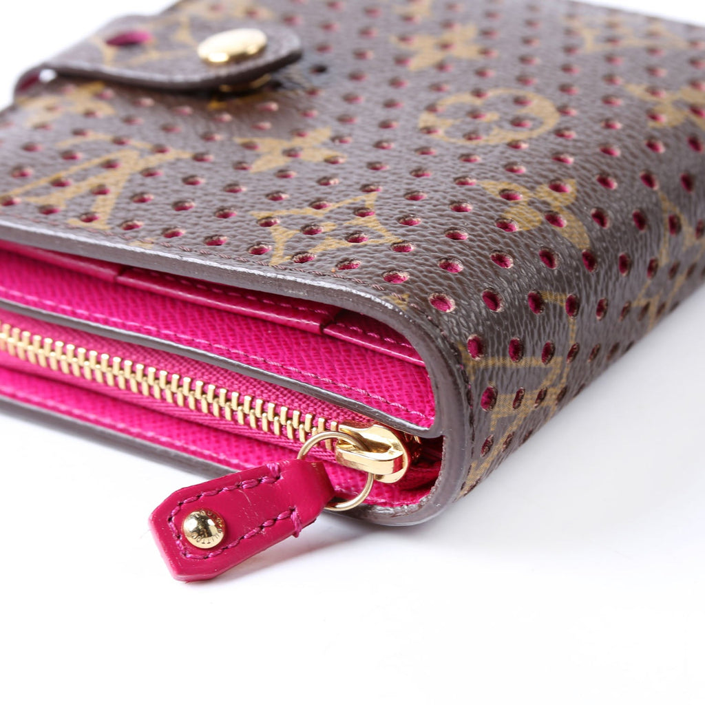 Compact Zip Wallet Monogram Perforated Pink