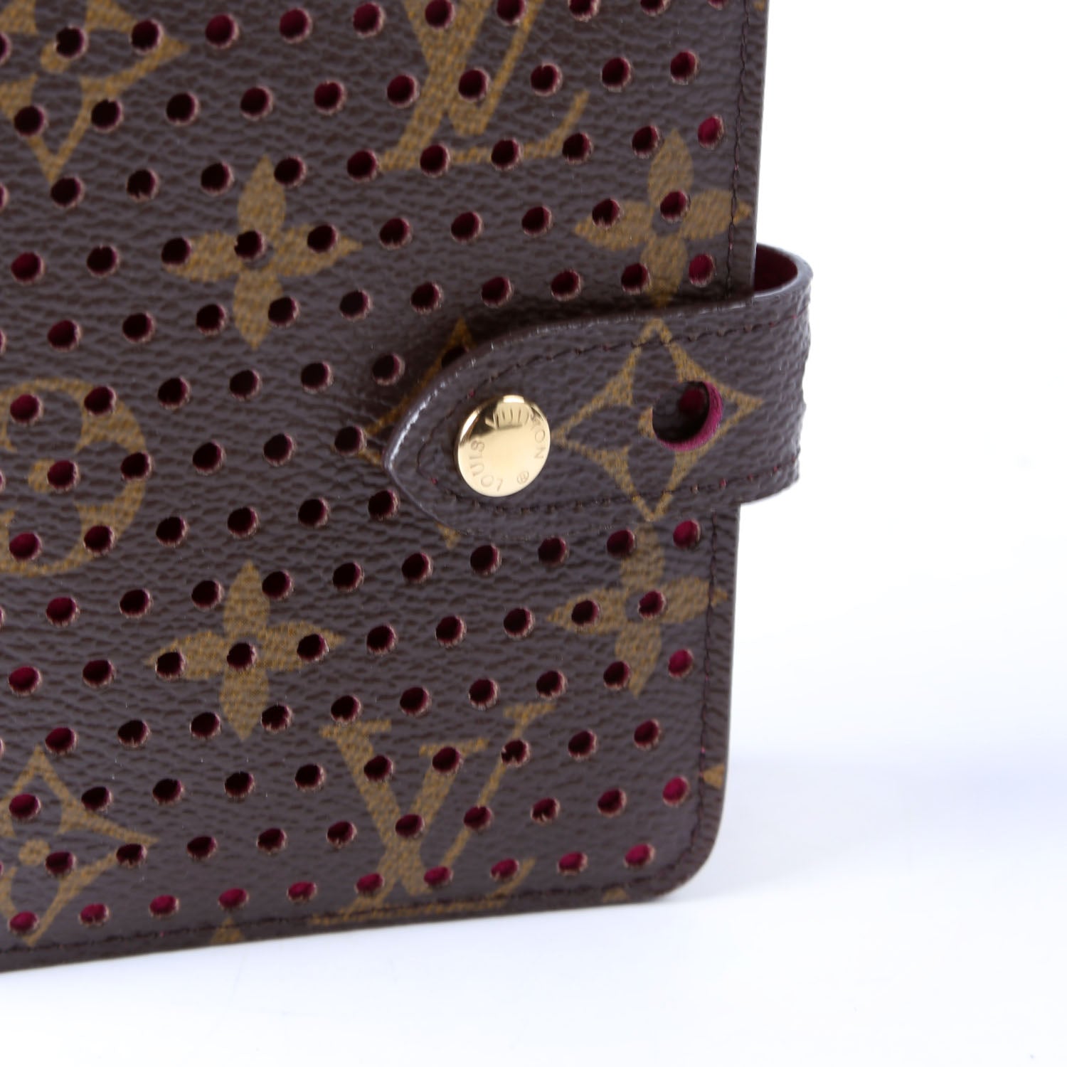 Compact Zip Wallet Monogram Perforated Pink