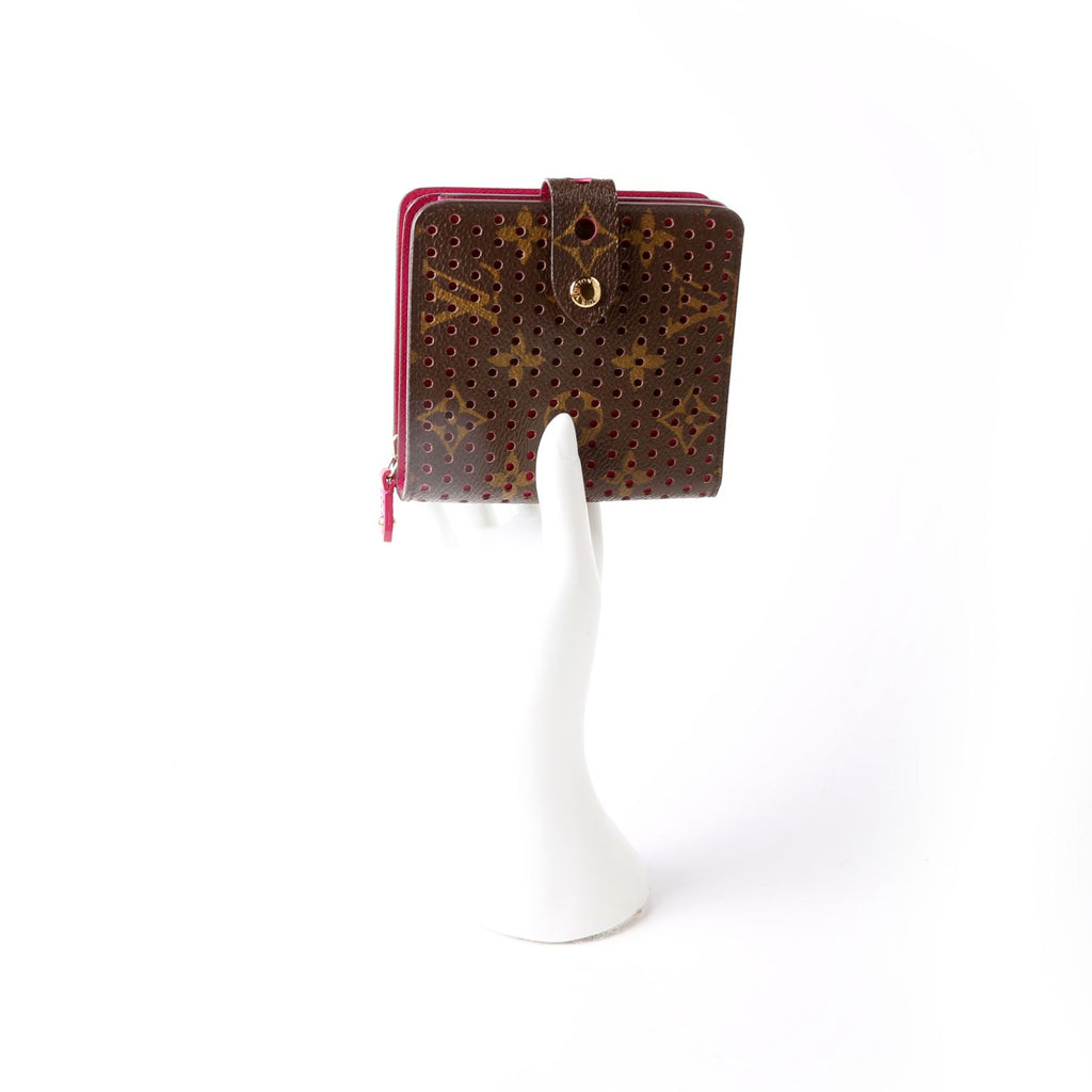 Compact Zip Wallet Monogram Perforated Pink
