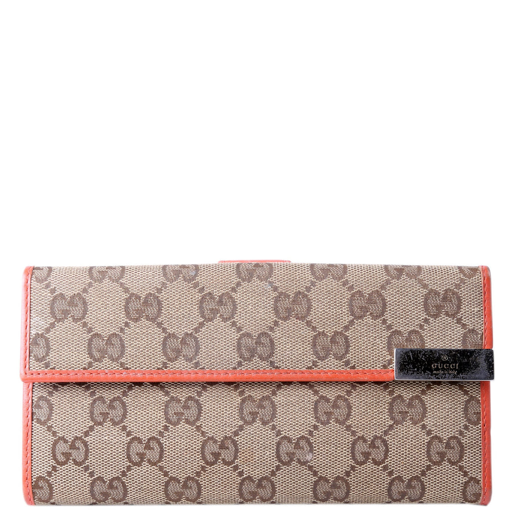 257012 GG Canvas Dice Continental Wallet Tan/Orange