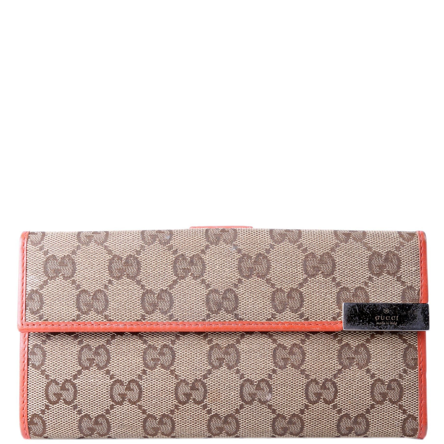 257012 GG Canvas Dice Continental Wallet Tan/Orange