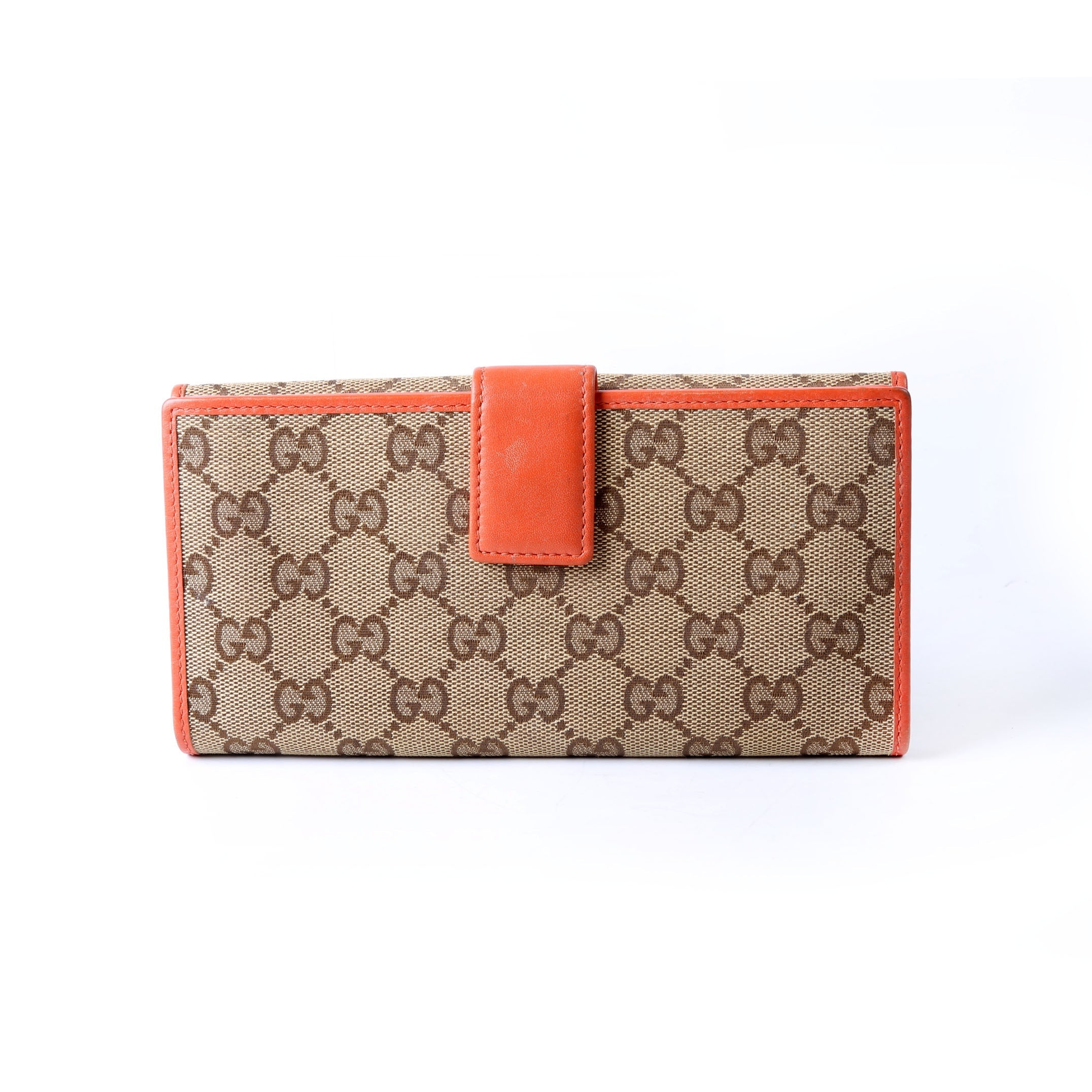 257012 GG Canvas Dice Continental Wallet Tan/Orange