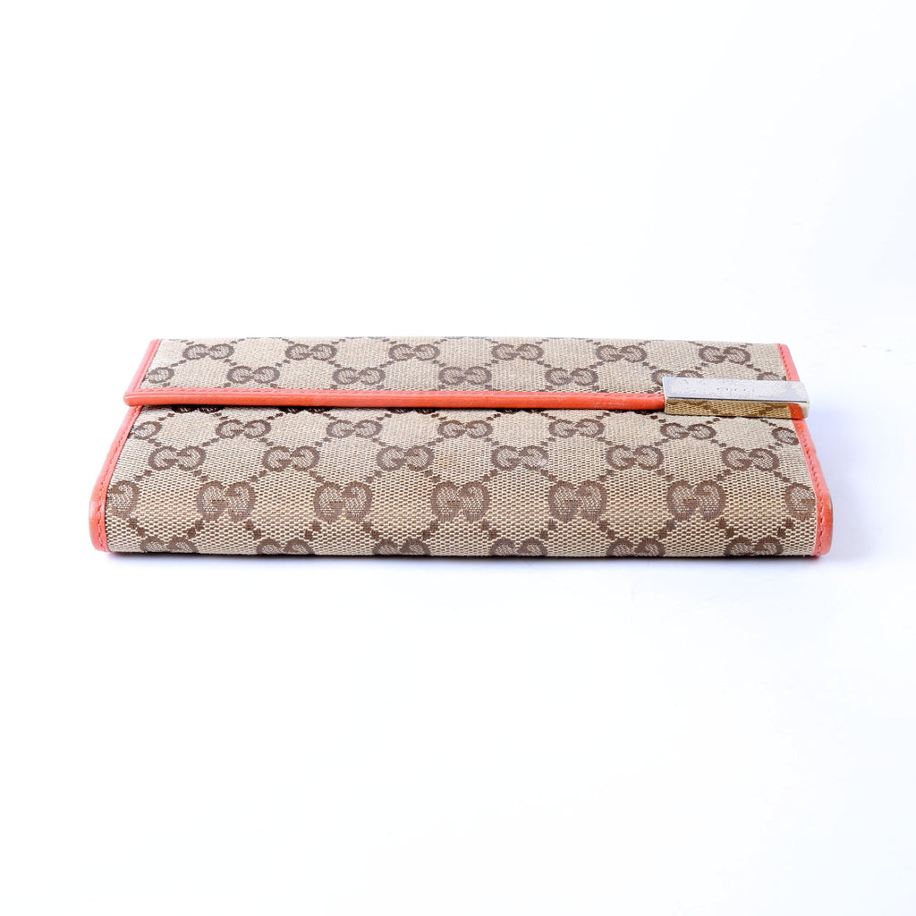 257012 GG Canvas Dice Continental Wallet Tan/Orange