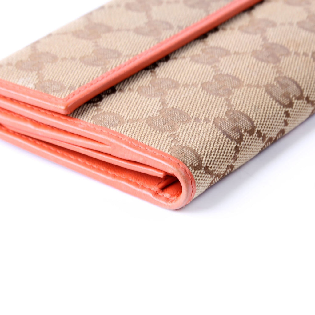257012 GG Canvas Dice Continental Wallet Tan/Orange