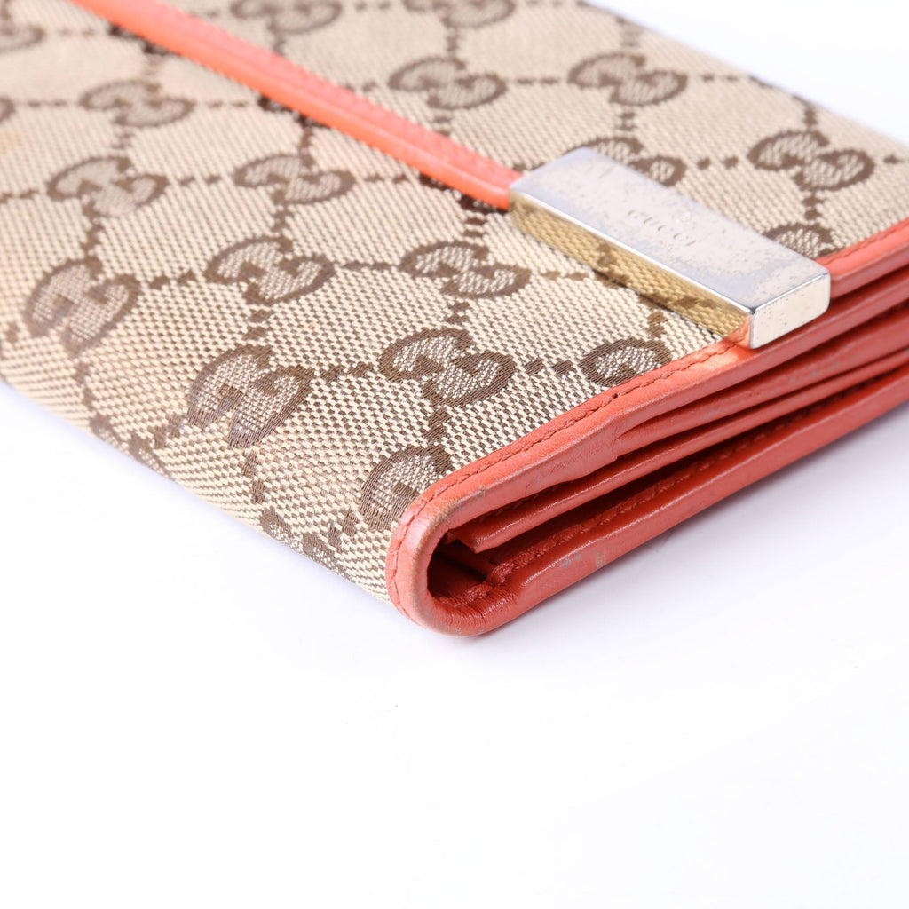 257012 GG Canvas Dice Continental Wallet Tan/Orange