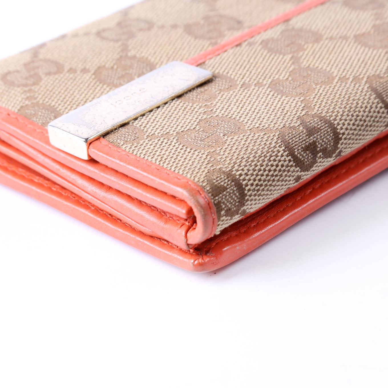 257012 GG Canvas Dice Continental Wallet Tan/Orange