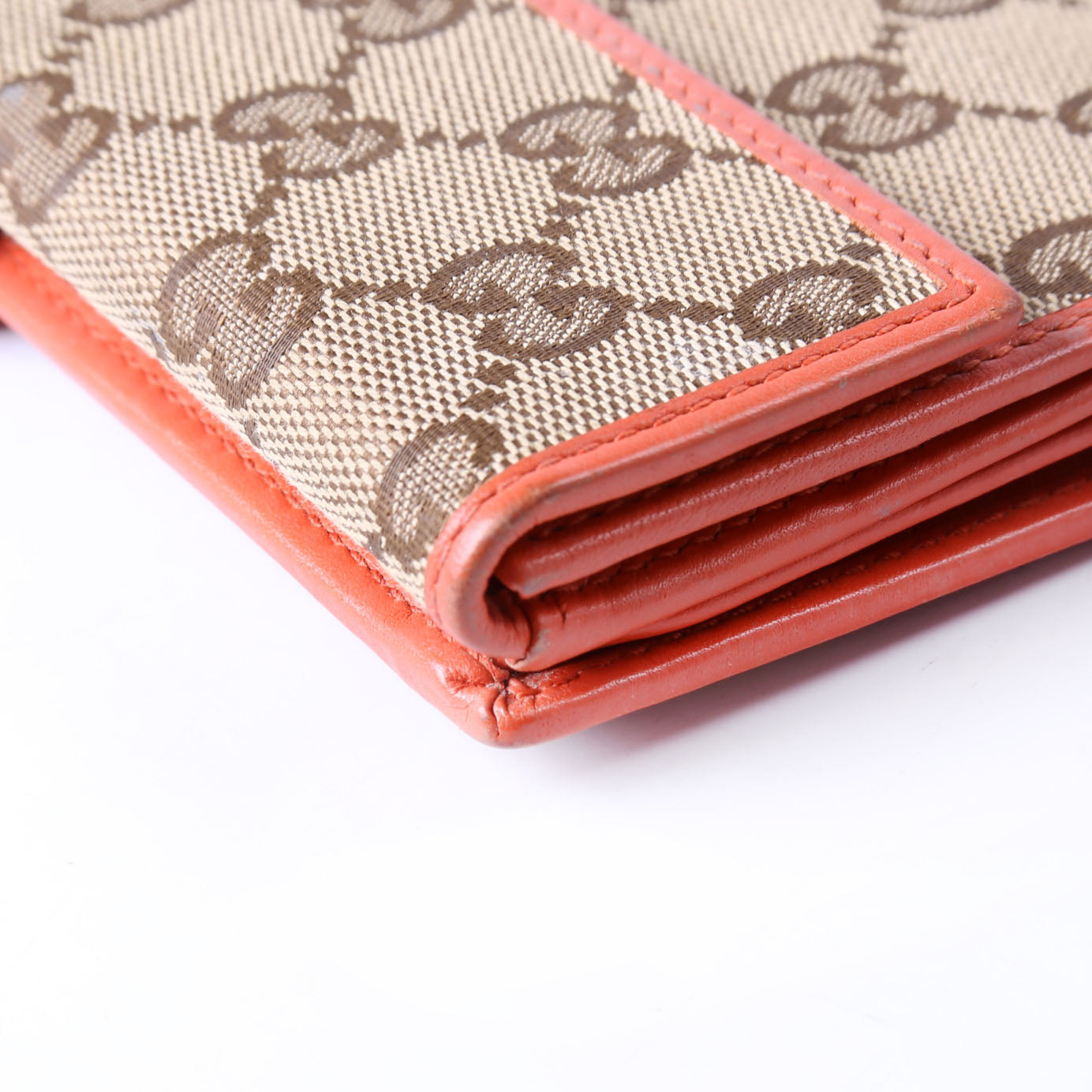 257012 GG Canvas Dice Continental Wallet Tan/Orange