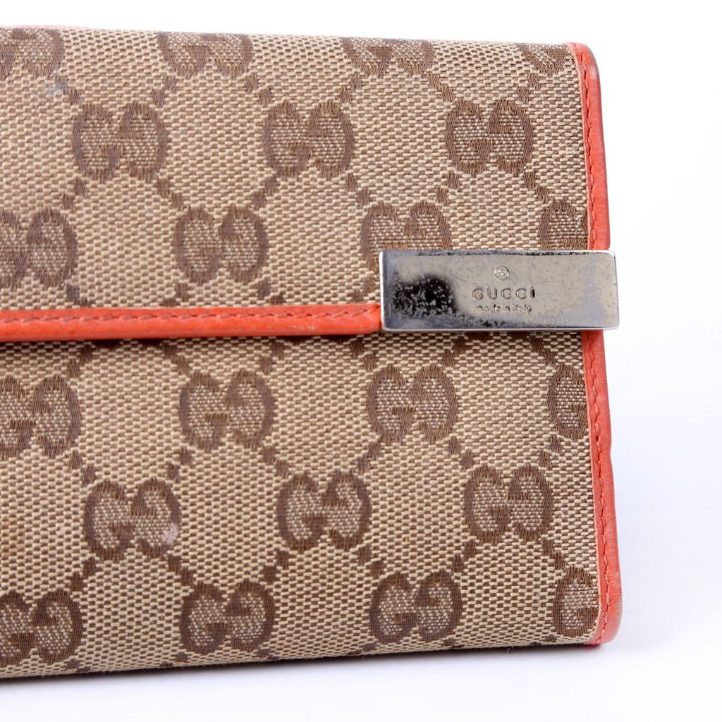 257012 GG Canvas Dice Continental Wallet Tan/Orange