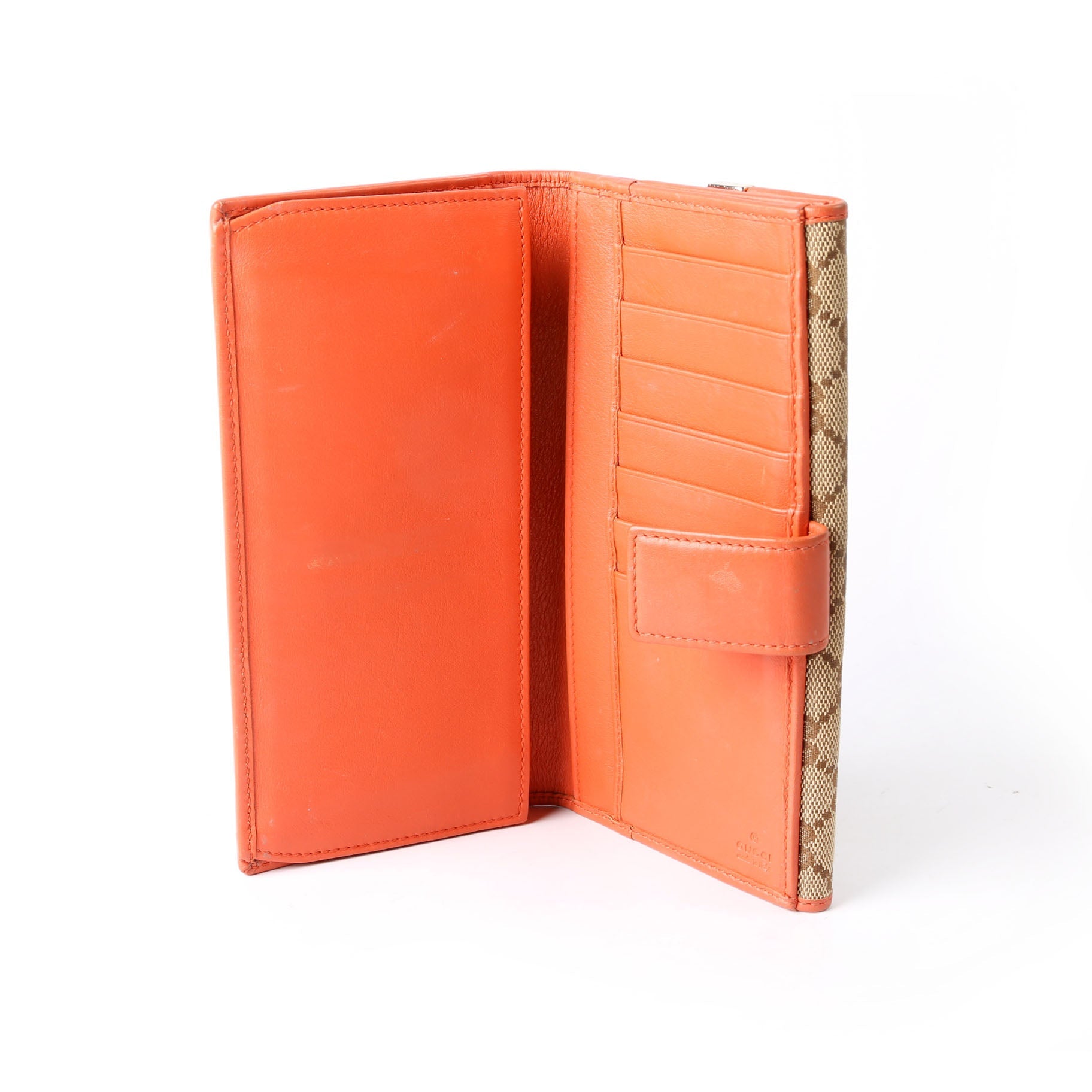 257012 GG Canvas Dice Continental Wallet Tan/Orange