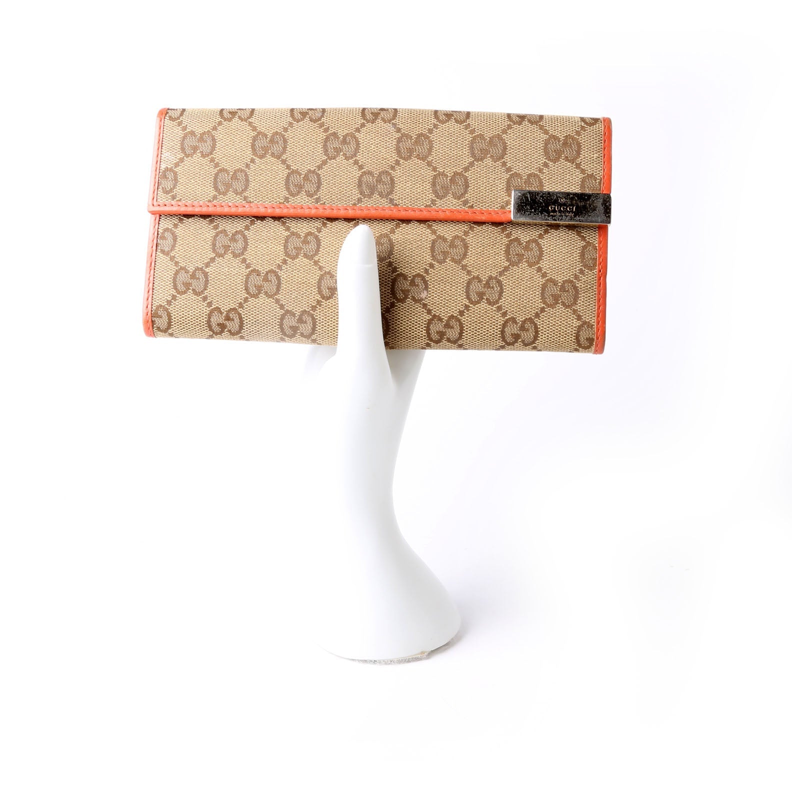 257012 GG Canvas Dice Continental Wallet Tan/Orange