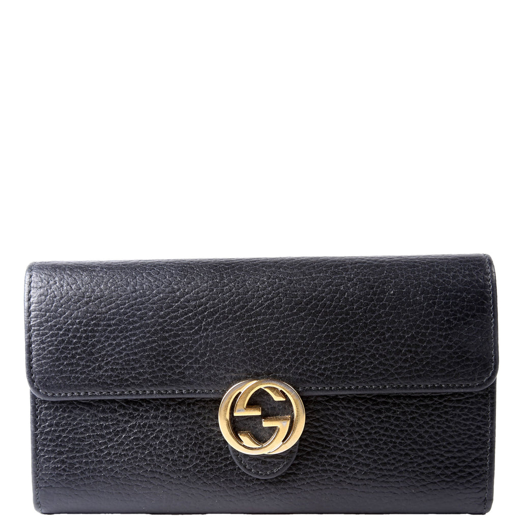 Gucci 615524 Interlocking GG Continental Wallet Black