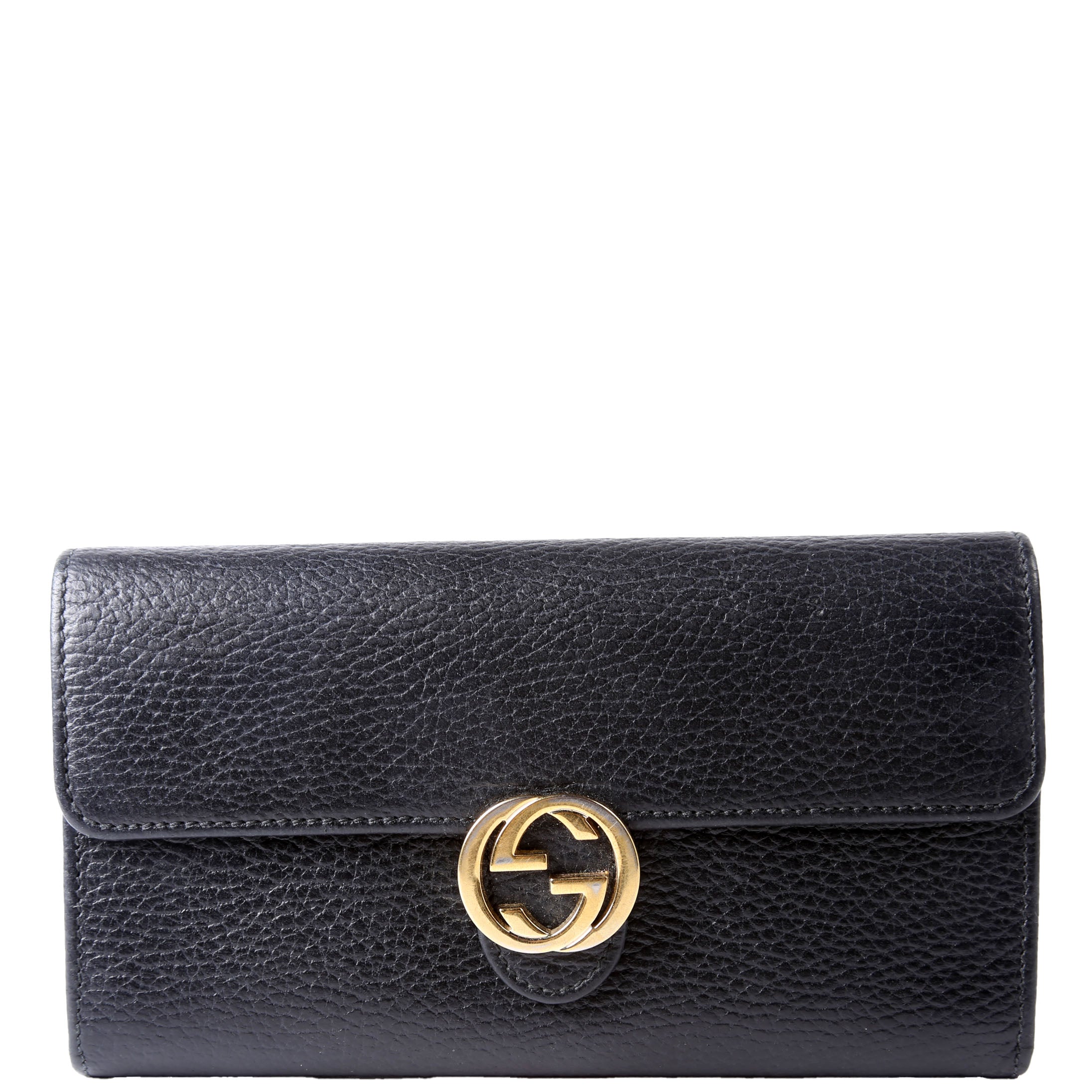 Gucci 615524 Interlocking GG Continental Wallet Black