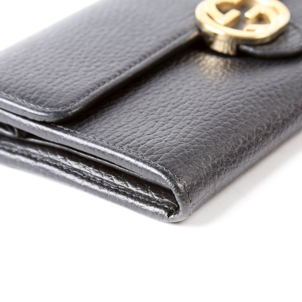 Gucci 615524 Interlocking GG Continental Wallet Black