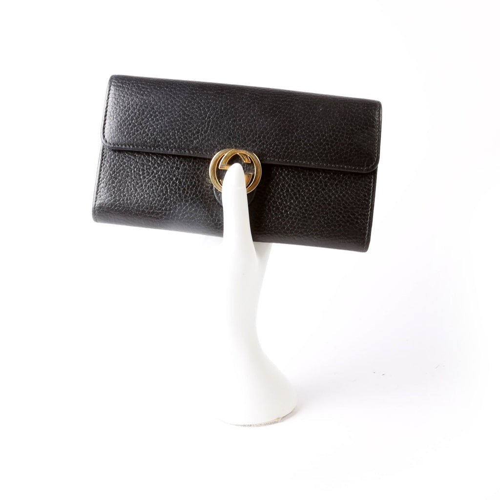Gucci 615524 Interlocking GG Continental Wallet Black