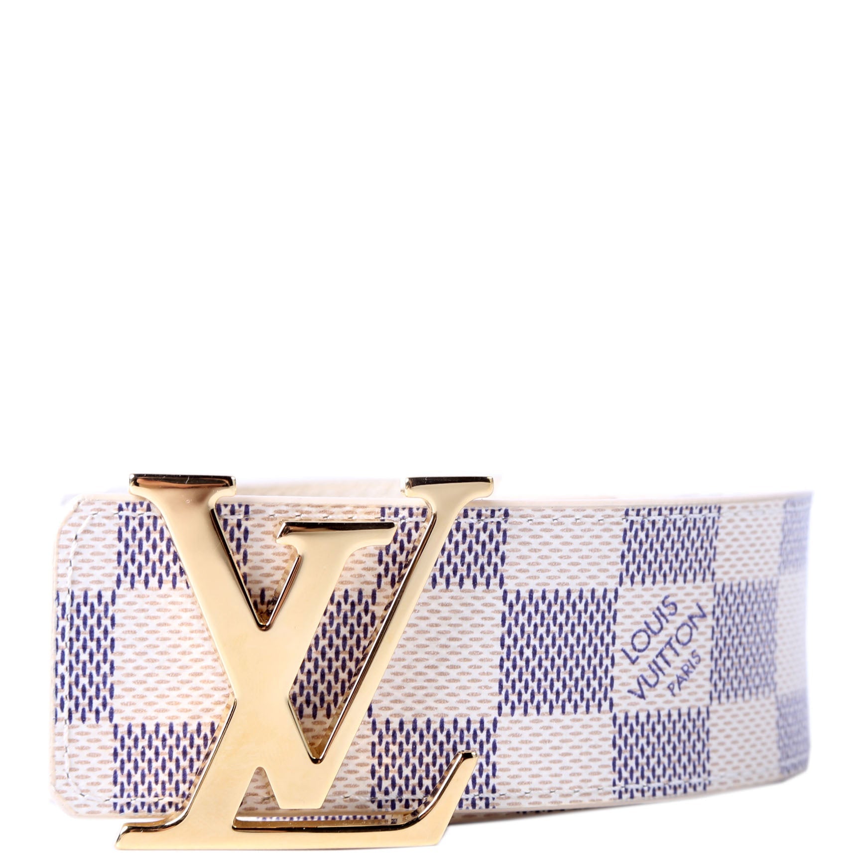 LV Initiales 40MM Reversible Leather/Damier Azur Belt Size 110/44
