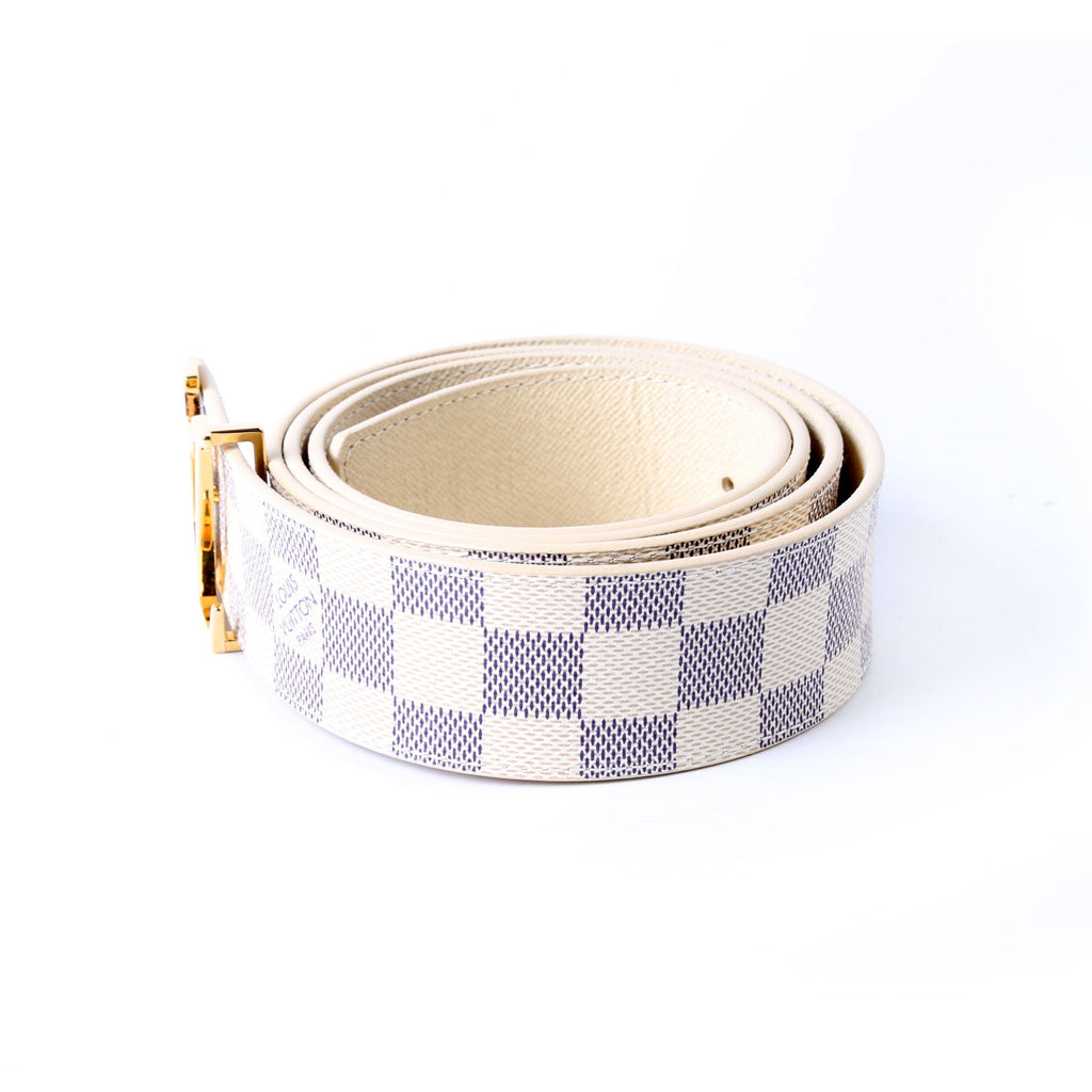 LV Initiales 40MM Reversible Leather/Damier Azur Belt Size 110/44
