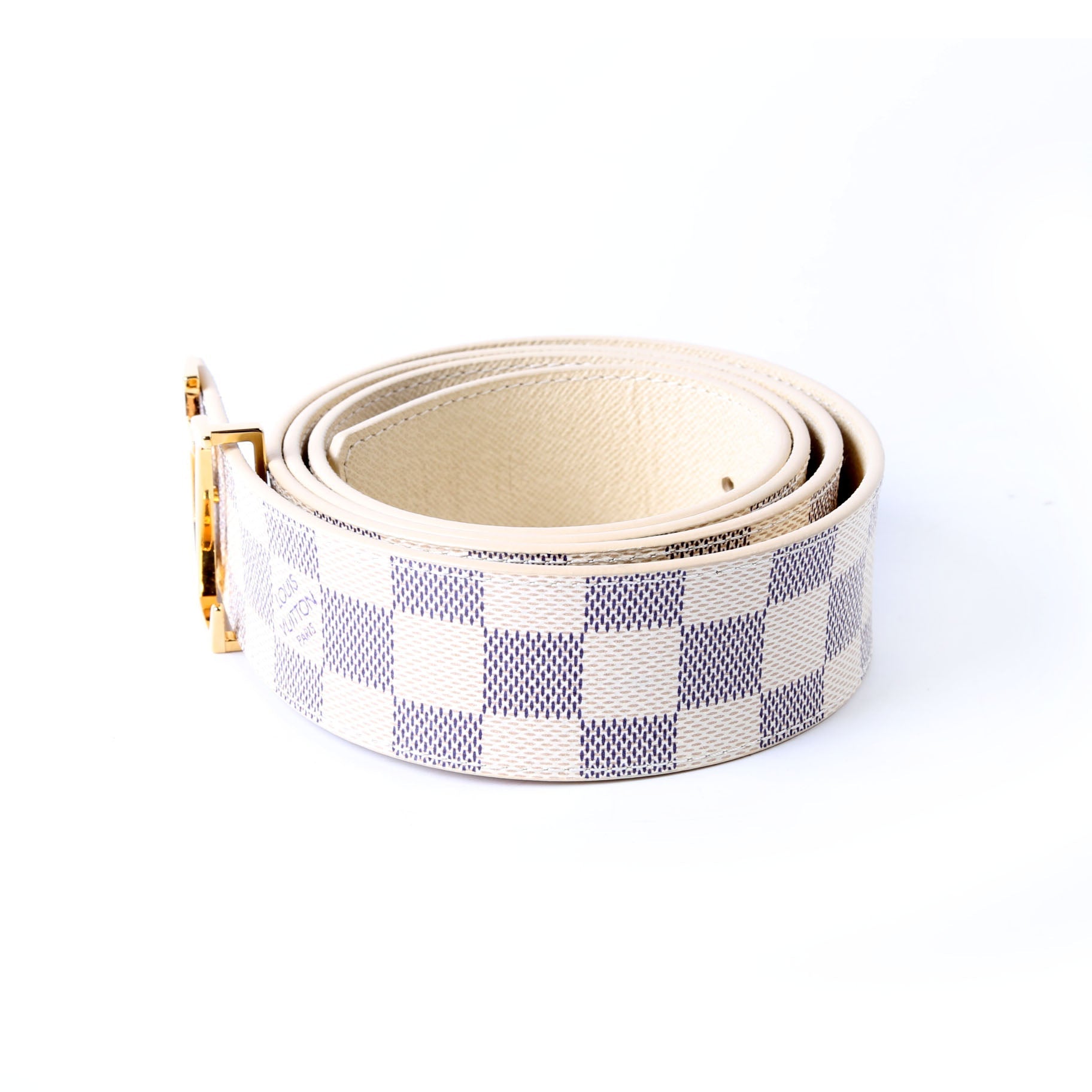 LV Initiales 40MM Reversible Leather/Damier Azur Belt Size 110/44