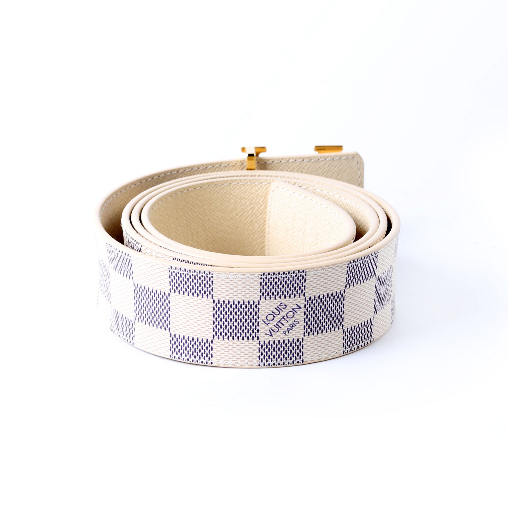 LV Initiales 40MM Reversible Leather/Damier Azur Belt Size 110/44