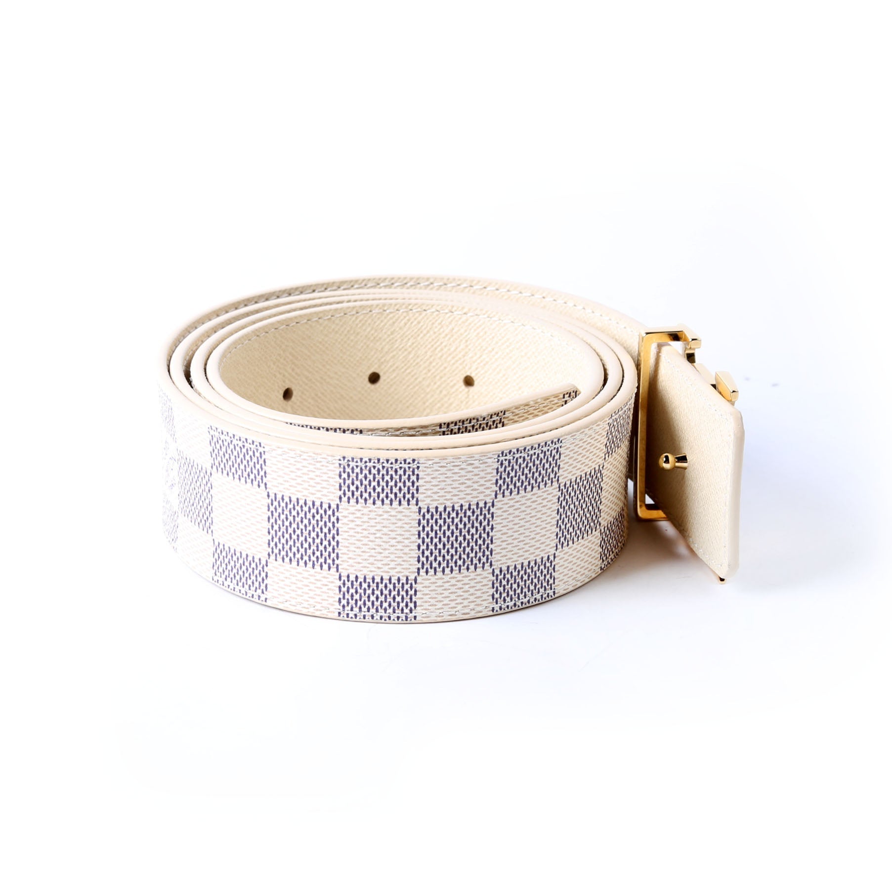 LV Initiales 40MM Reversible Leather/Damier Azur Belt Size 110/44