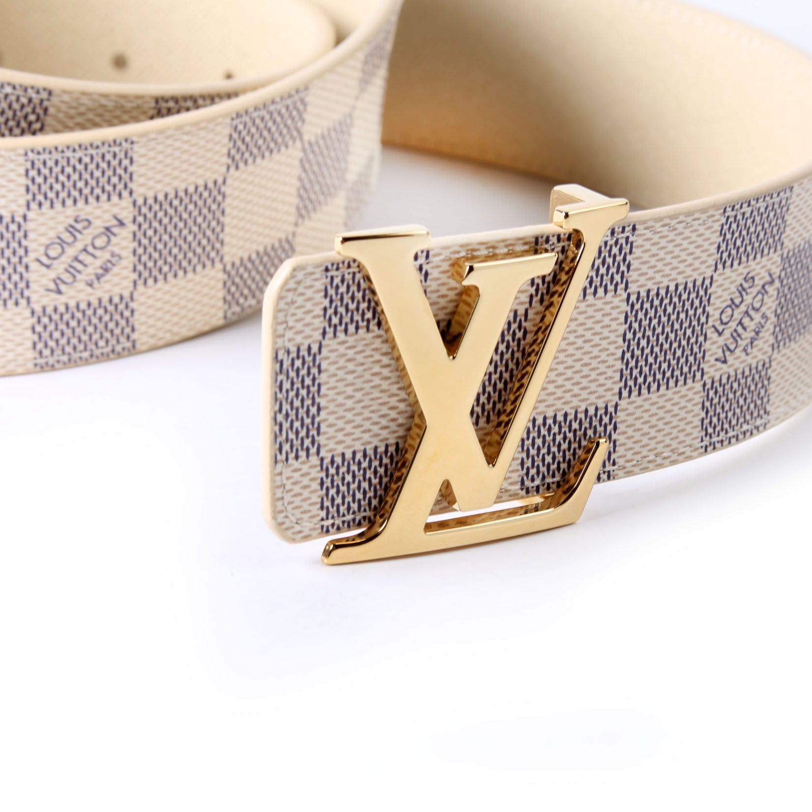 LV Initiales 40MM Reversible Leather/Damier Azur Belt Size 110/44