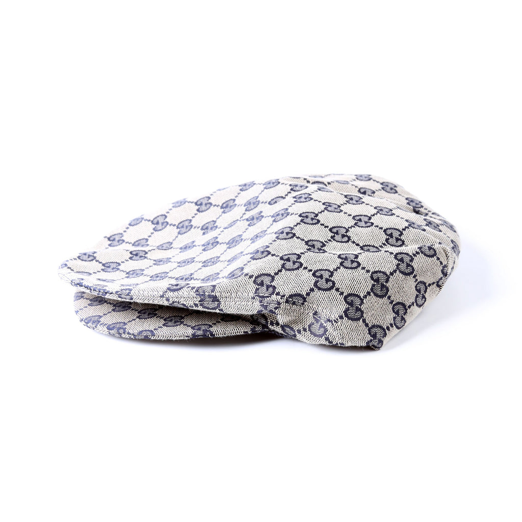 696856 GG Canvas Flat Cap Beige/Navy