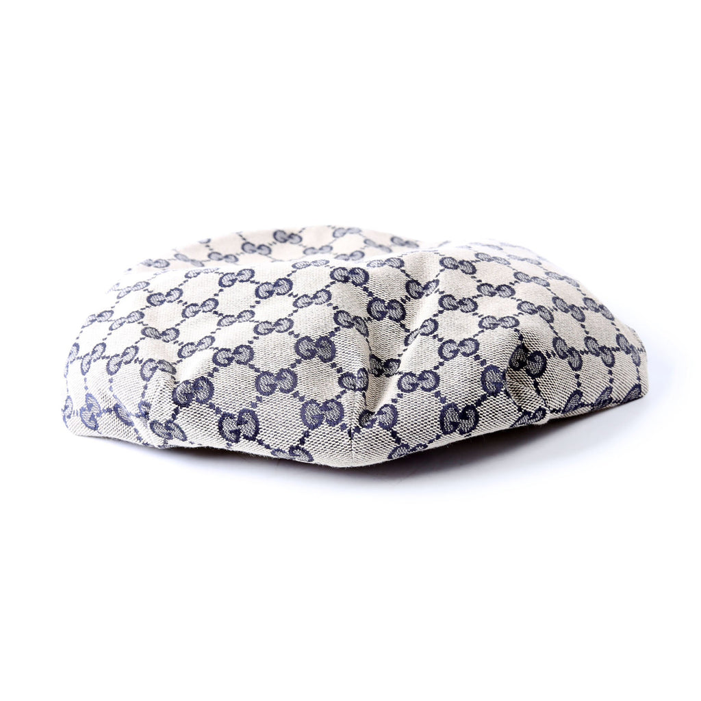 696856 GG Canvas Flat Cap Beige/Navy