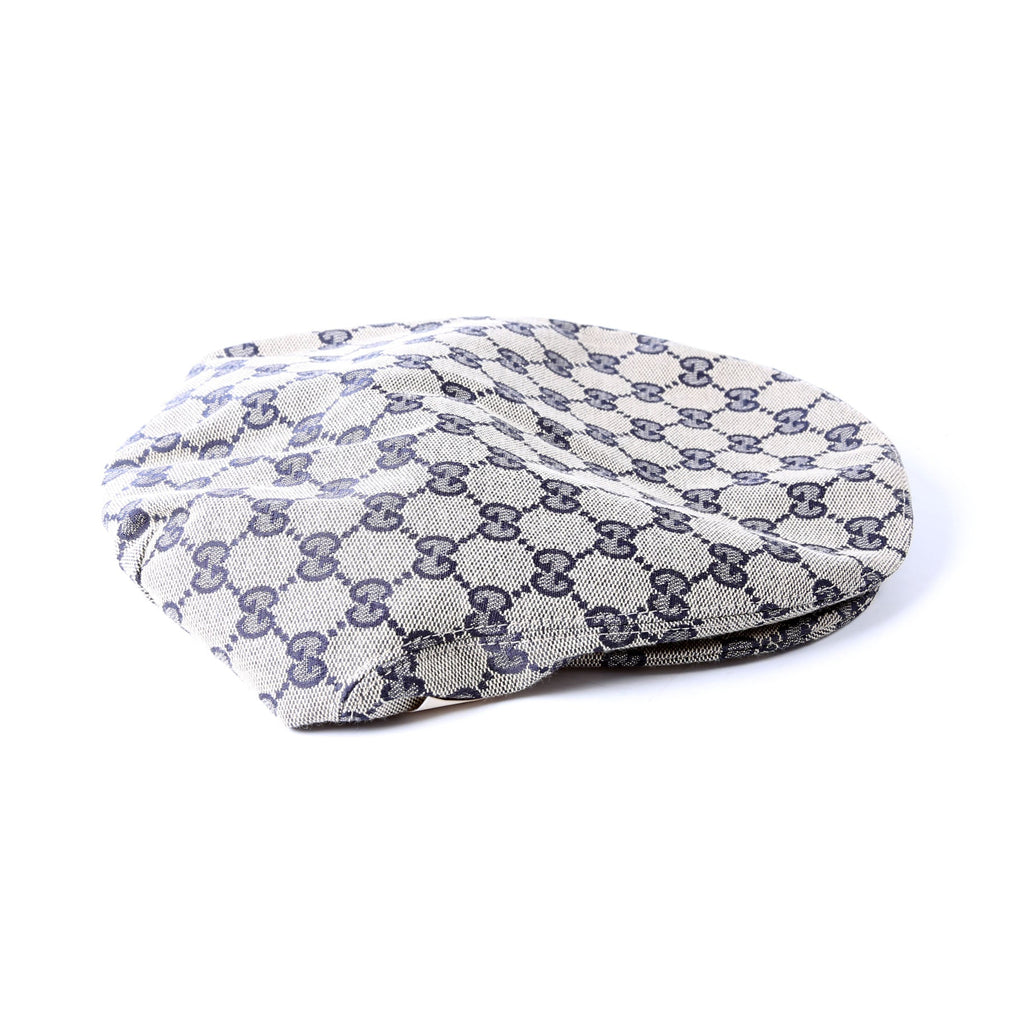 696856 GG Canvas Flat Cap Beige/Navy