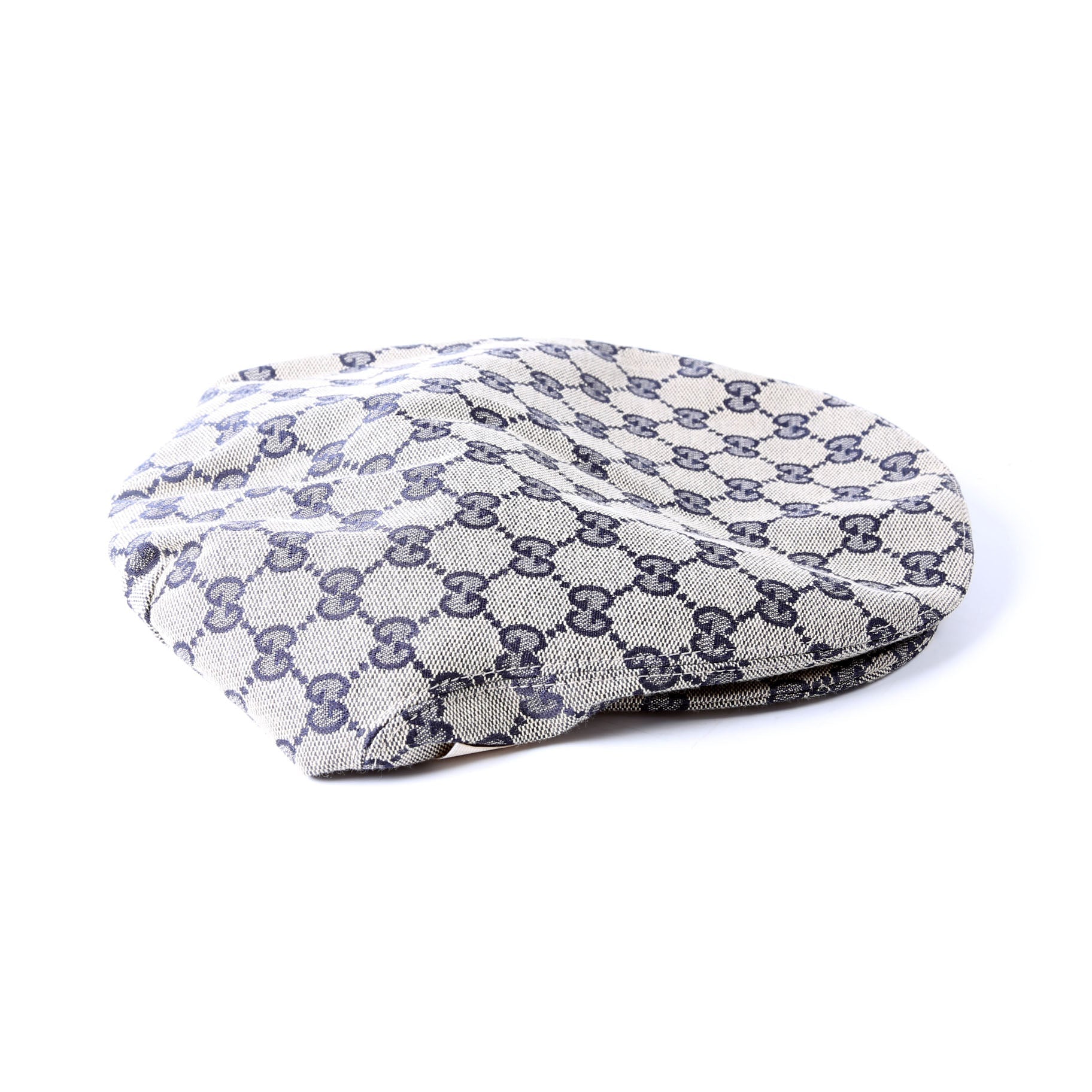 696856 GG Canvas Flat Cap Beige/Navy