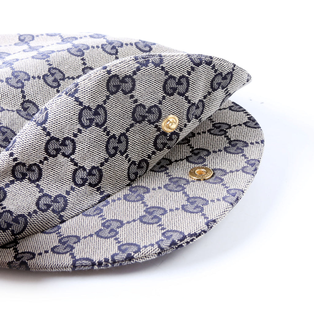 696856 GG Canvas Flat Cap Beige/Navy