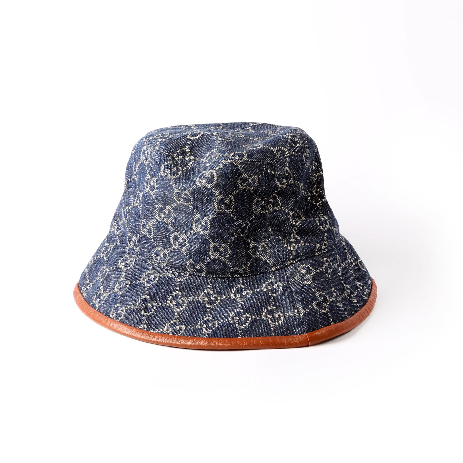 576371 GG Denim Bucket Hat Size Small Blue