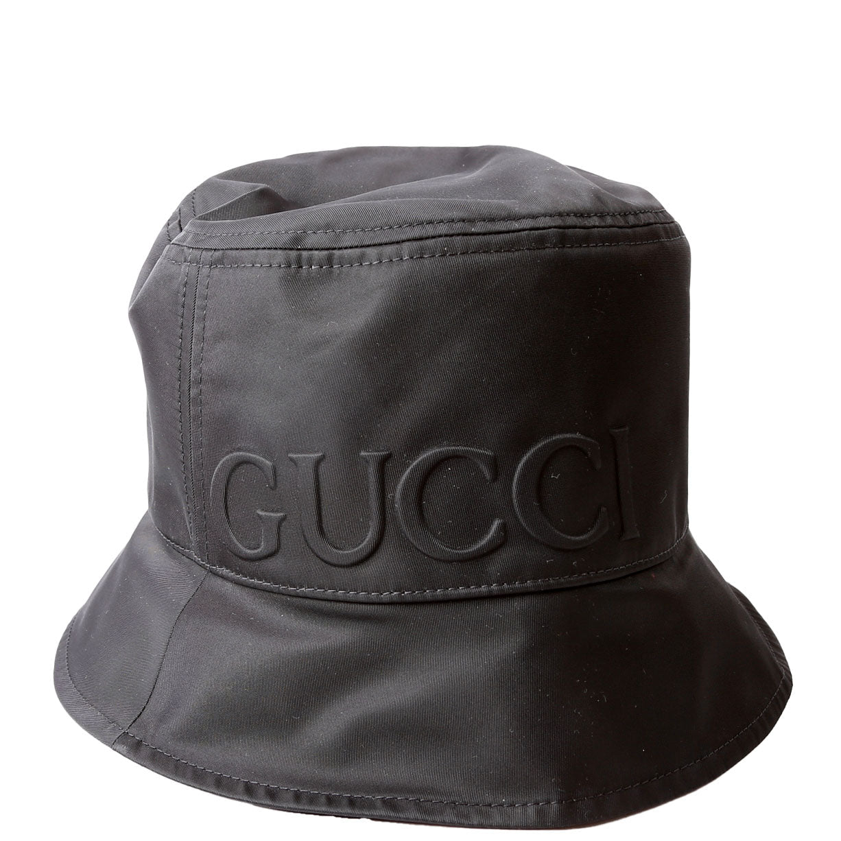 Gucci 813534 Logo Nylon Bucket Hat Size Medium Black