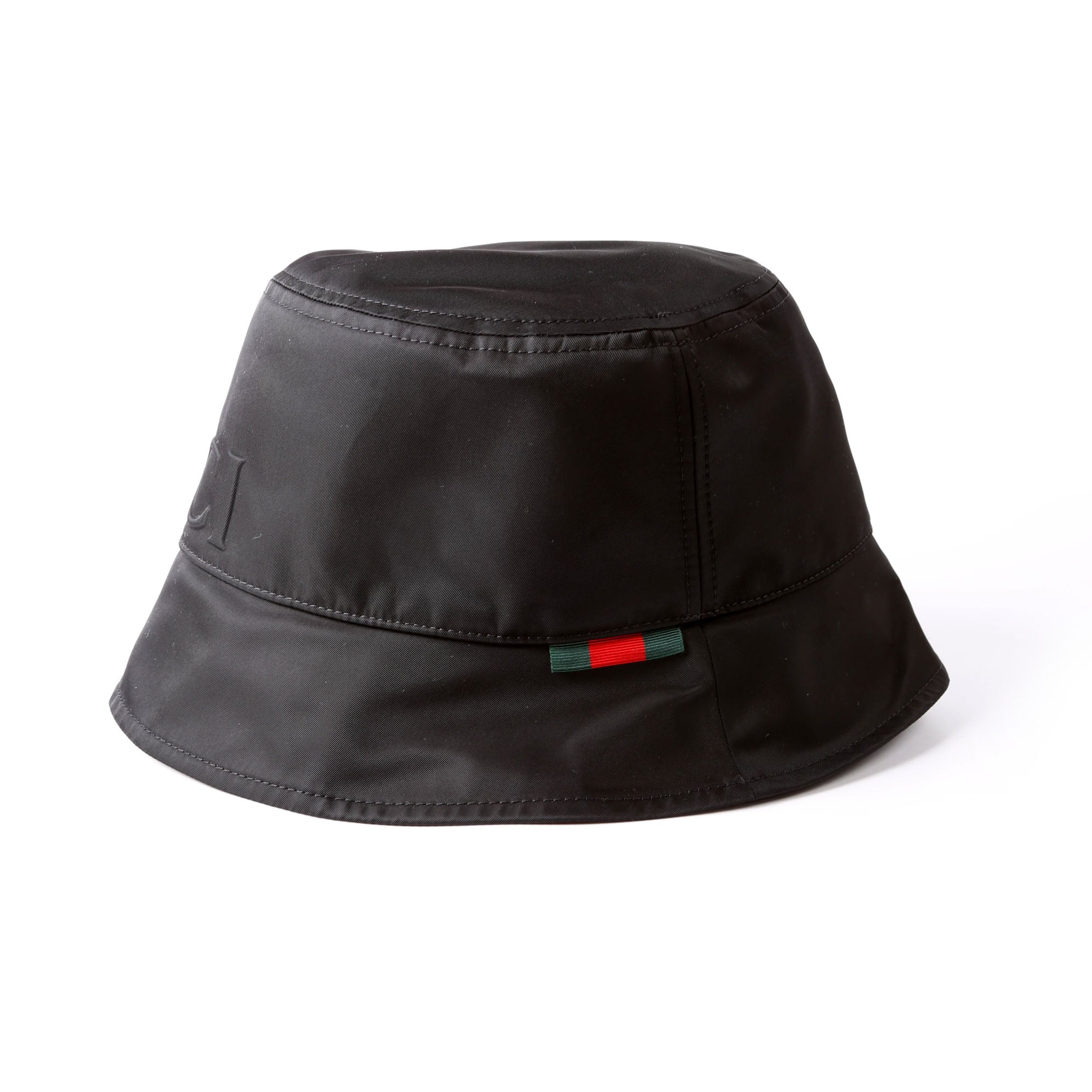 Gucci 813534 Logo Nylon Bucket Hat Size Medium Black