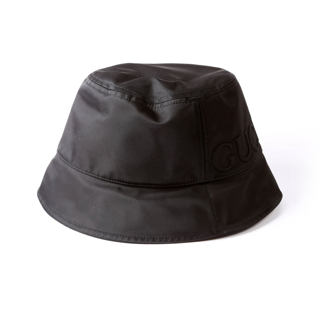 Gucci 813534 Logo Nylon Bucket Hat Size Medium Black