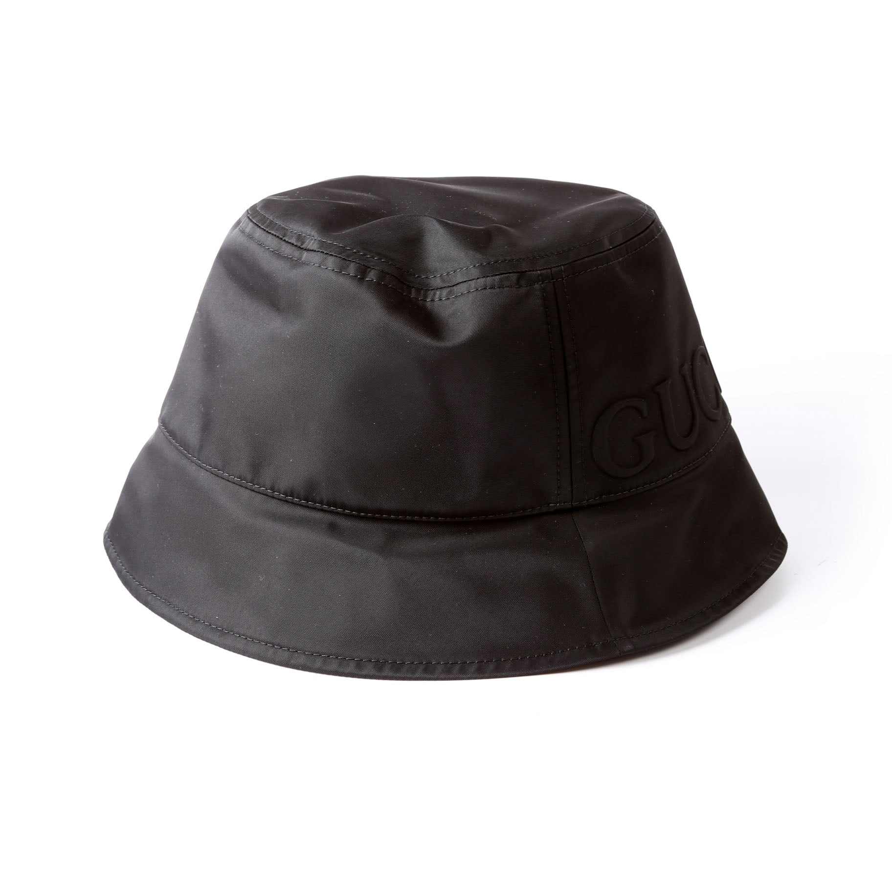 Gucci 813534 Logo Nylon Bucket Hat Size Medium Black