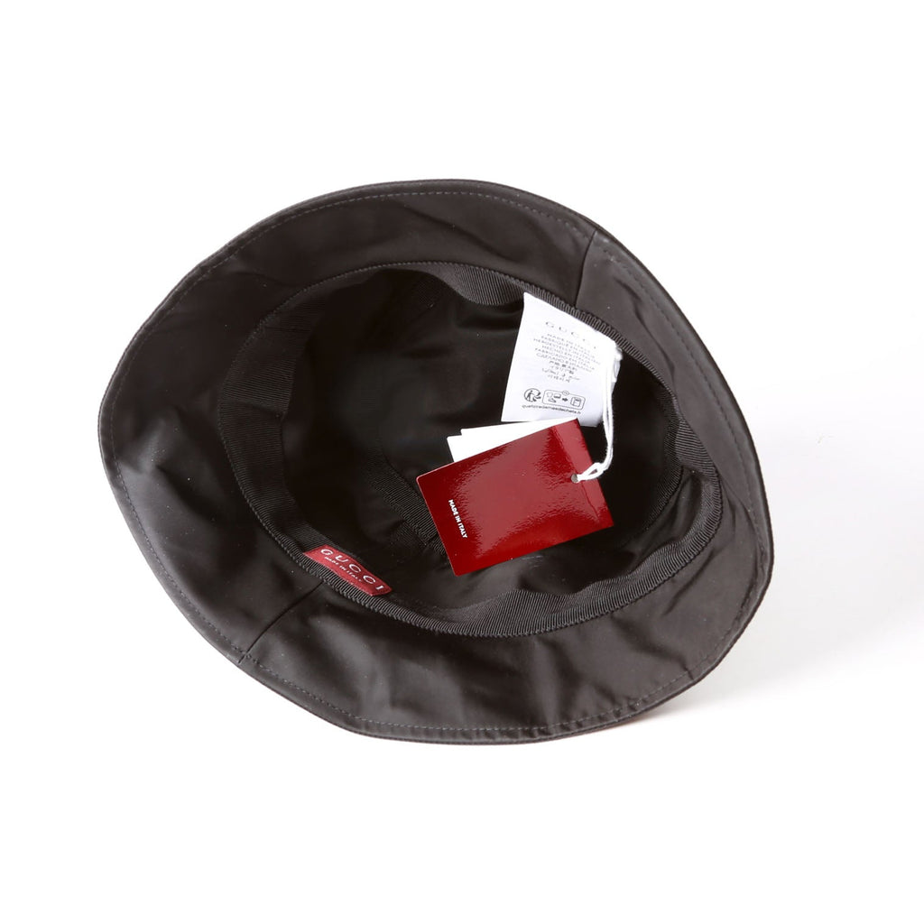 Gucci 813534 Logo Nylon Bucket Hat Size Medium Black