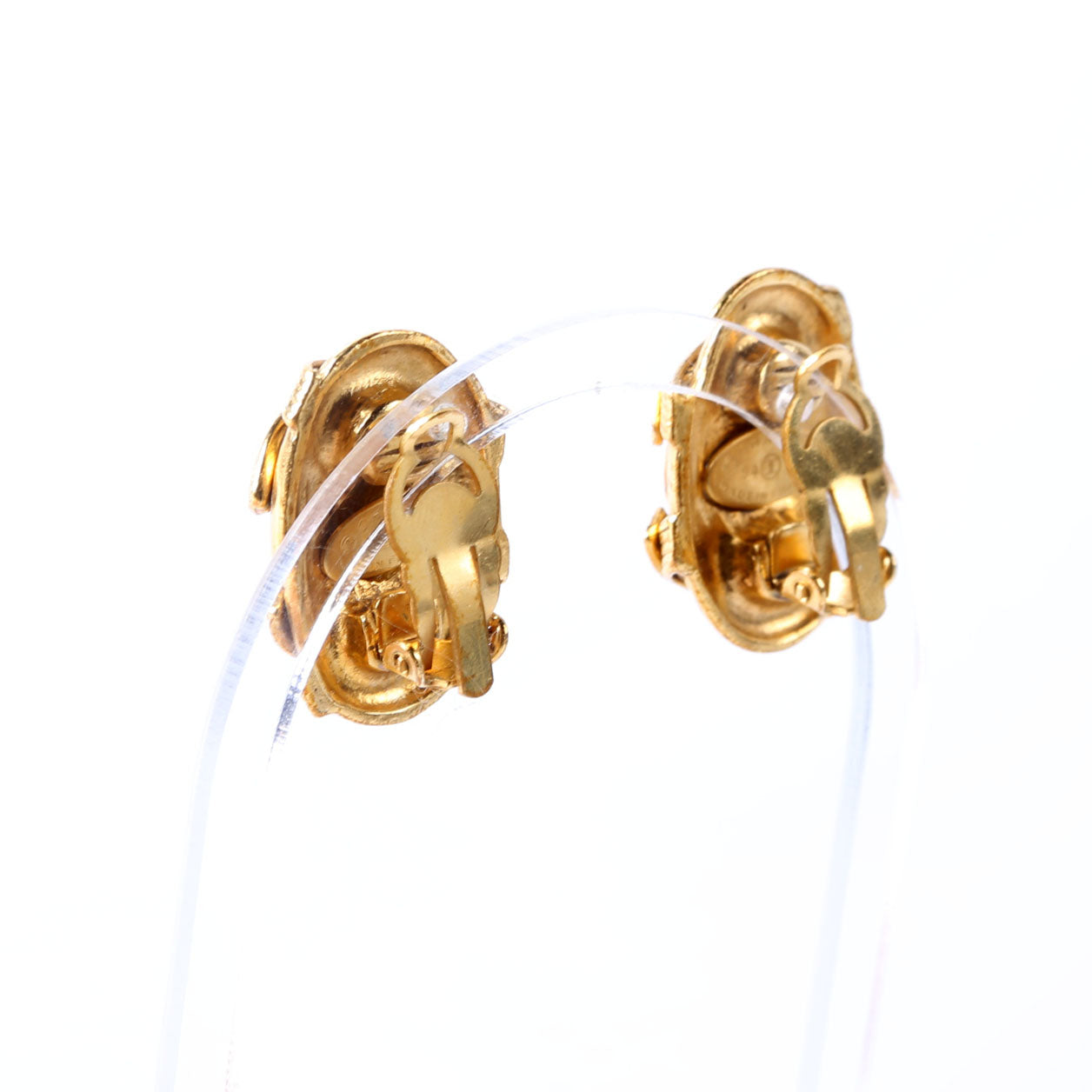 CC Oval Clip On Earrings Gold