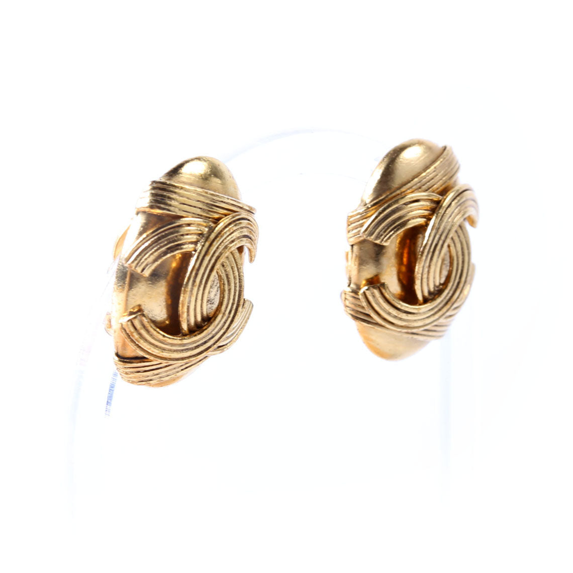 CC Oval Clip On Earrings Gold