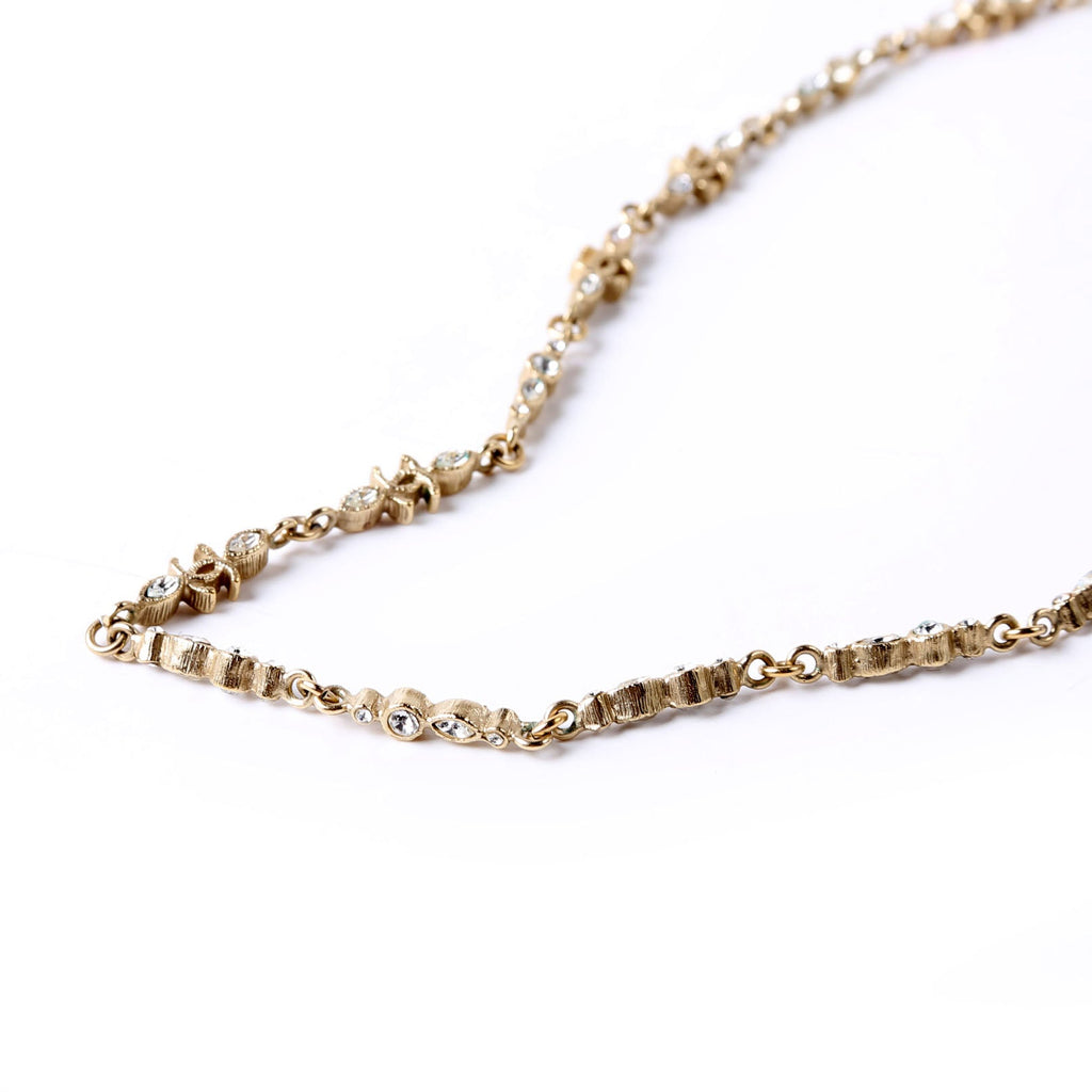 CC Logo Strass Long Necklace Gold