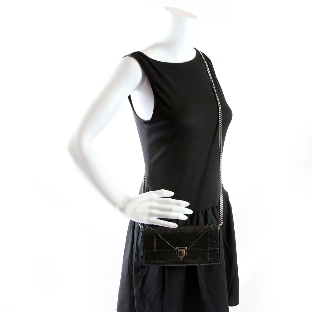 Dior Diorama Wallet On A Chain Grain Calfskin