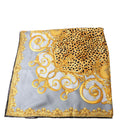 Barocco Cheetah Square Silk Scarf Grey/Gold