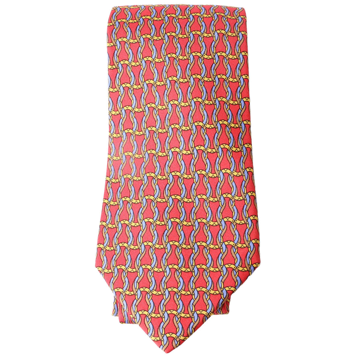 Hermes Printed Silk Tie Red/Multicolor
