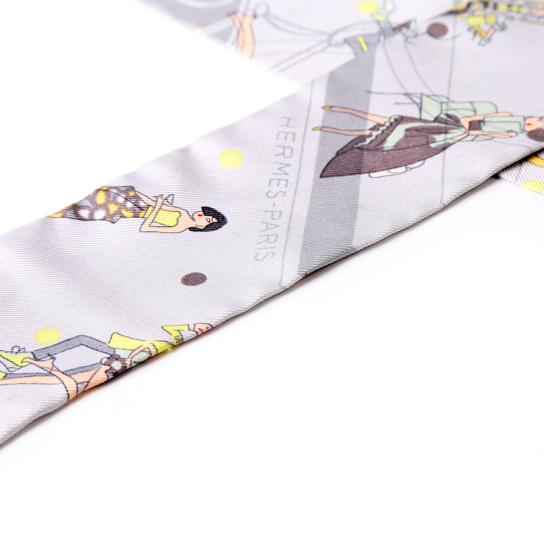 Hermes Ex-Libris Parisiennes Twilly Silk Scarf