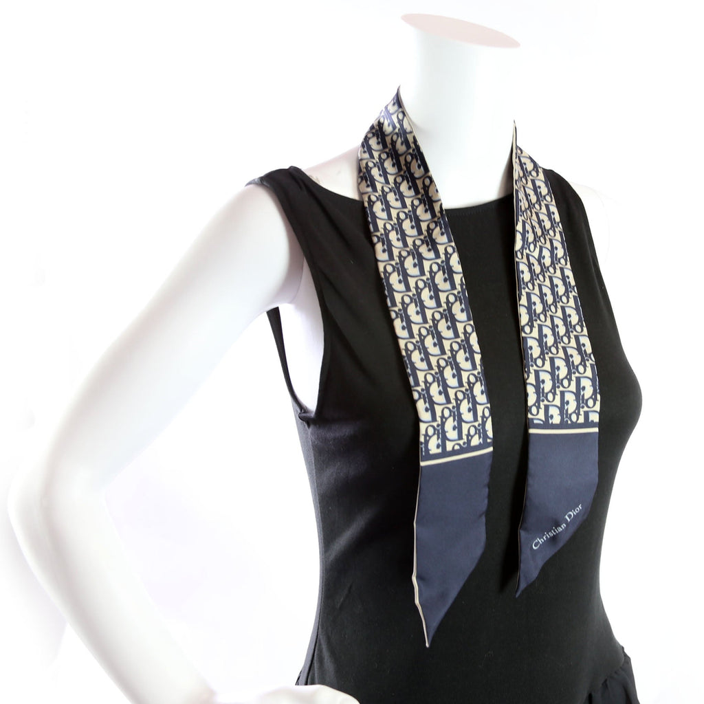 Oblique Mitzah Silk Navy Scarf