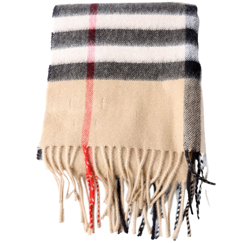 Check Fringe Cashmere Scarf