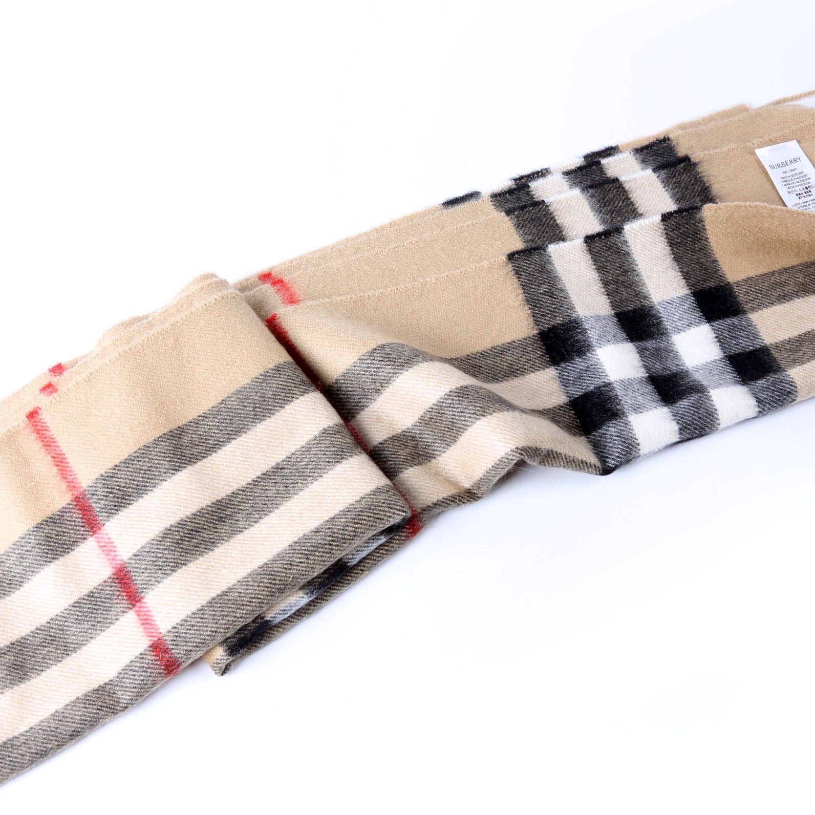 Check Fringe Cashmere Scarf