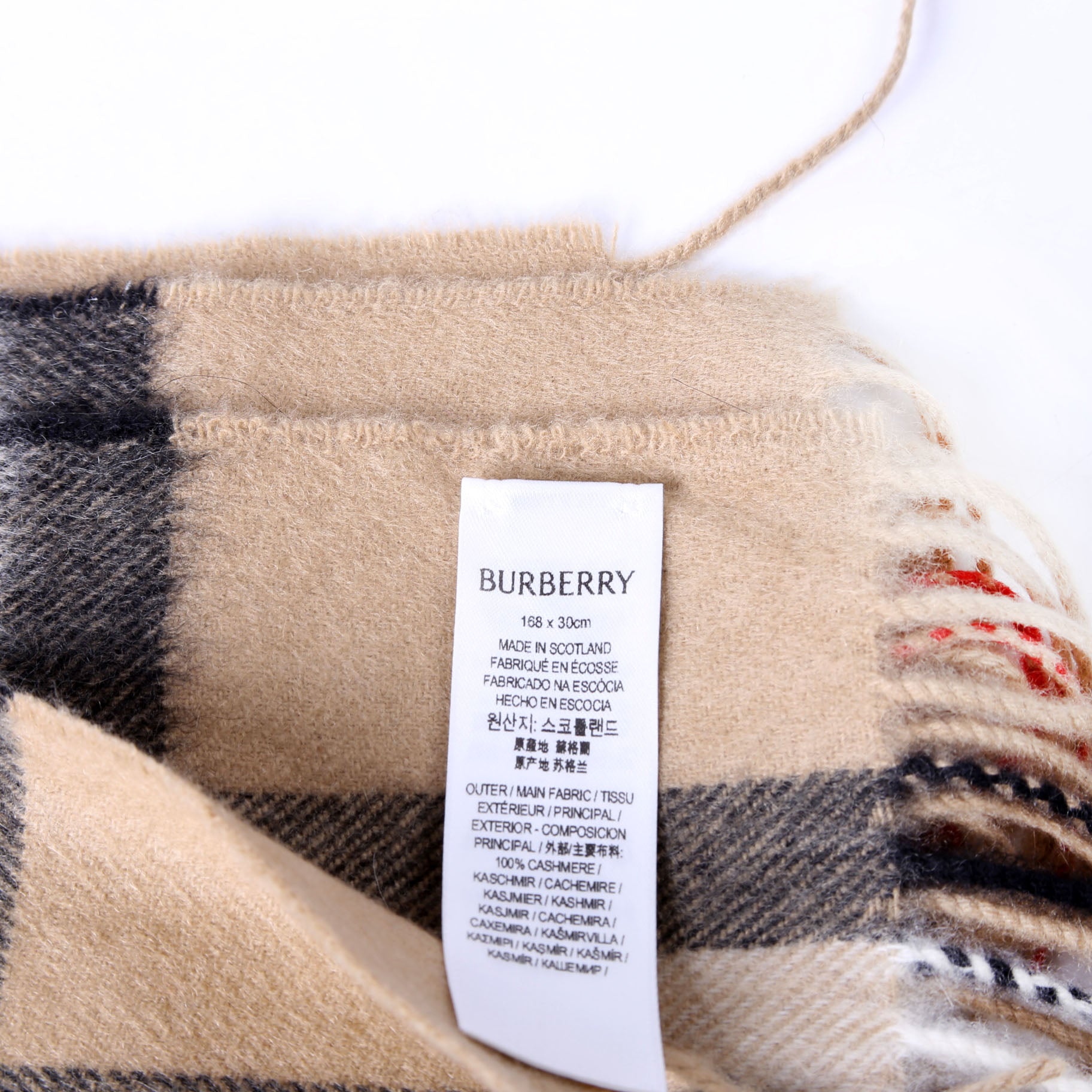 Check Fringe Cashmere Scarf