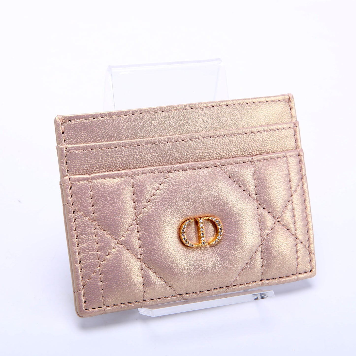 Dior Caro Freesia Card Holder Champagne