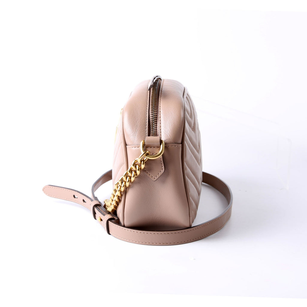 Gucci 447632 Marmont Small Leather Camera Taupe