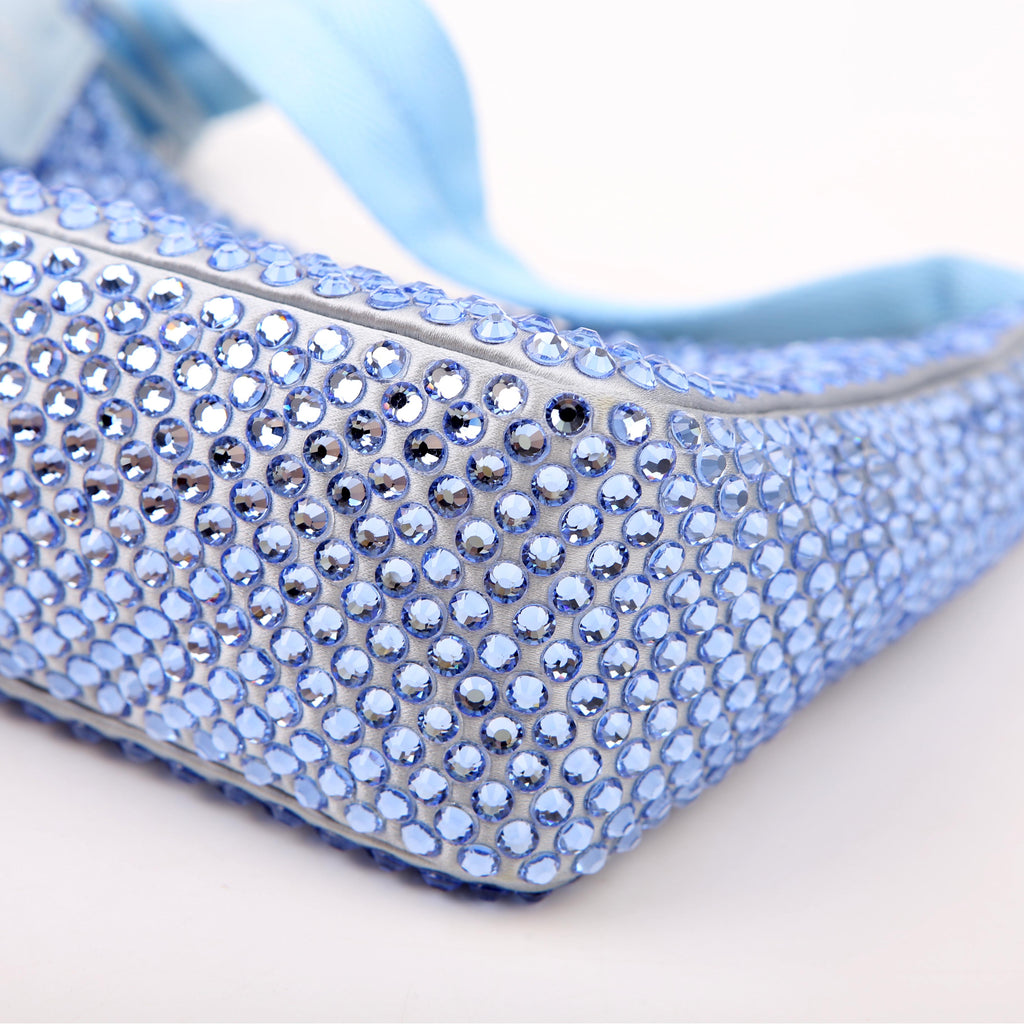 Prada 1BC515 Satin Crystal Re-Edition 2000 Mini Bag Blue
